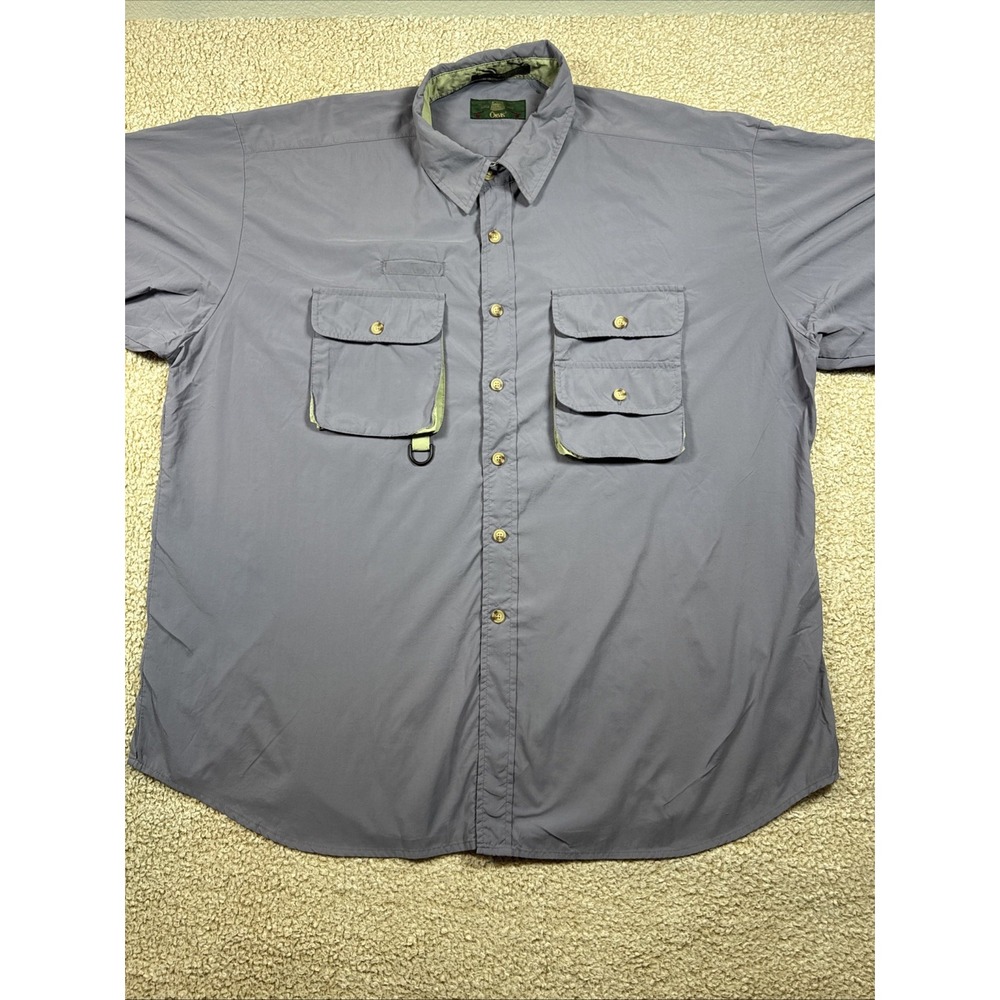 Orvis Outdoor Button Up Shirt XXL Gray Lightweight Long Sleeve